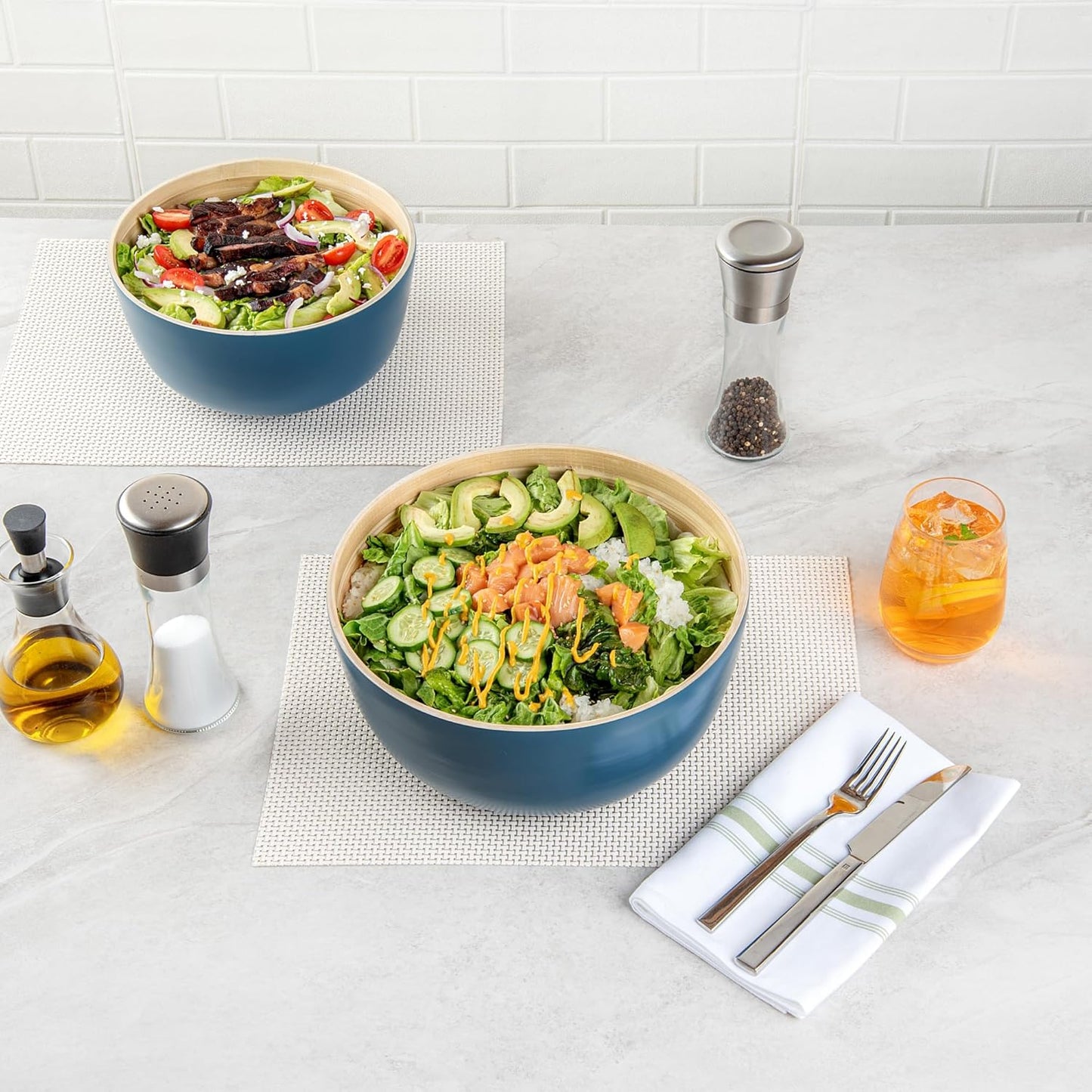 Restaurantware-Bambuddha 15 Ounce Small Salad Bowl, 1 Heavy-Duty Round Salad Bowl - Sustainable, Reusable, Black Bamboo Serving Dish, for Serving Salads, Fruits, and Appetizers