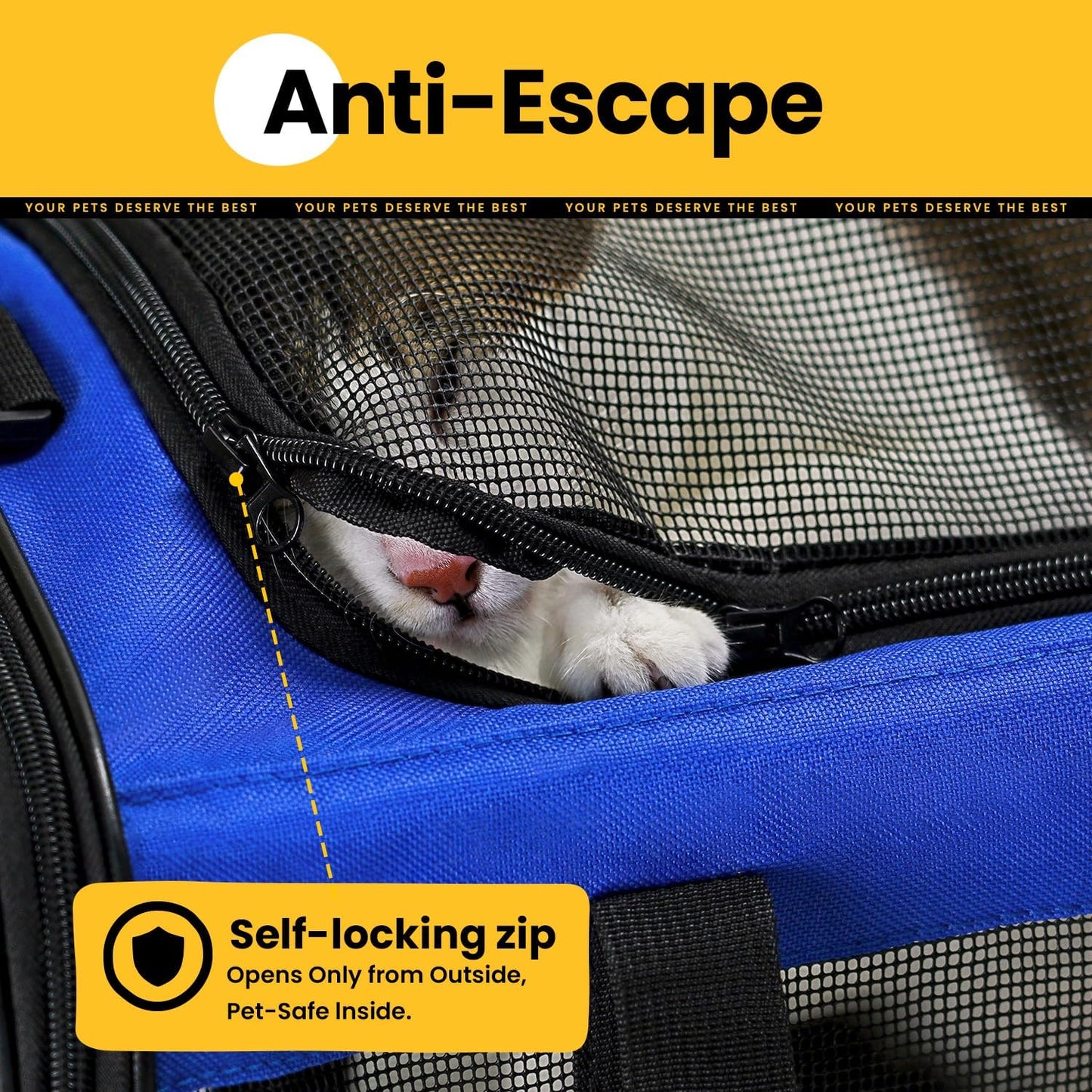 Conlun Cat Carrier Bag,Soft-Sided Pet Carriers for Dogs with 4-Sided Mesh,Airline Approved Cat Transport Carrier for Small&Medium Cats Kitten Puppy Up to 6Kg,Collapsible Cat Travel Carrier-M,Black