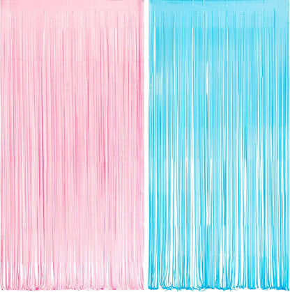 GREATRIL Iridescent Party Tinsel Fringe Backdrop Decorations - Holographic Foil Streamers Curtain for Mermaid/Under The Sea/Frozen/Ocean/Disco/Birthday Themed 3.2ft x 6.5ft - 2 PCS