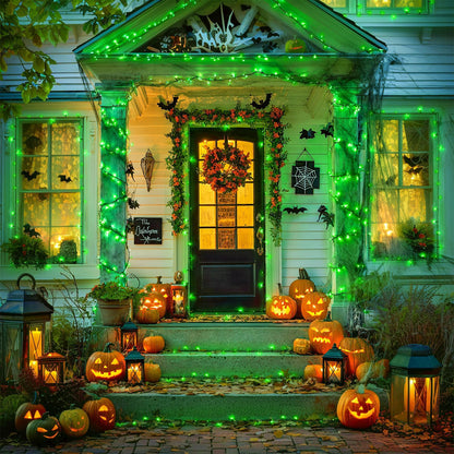 JMEXSUSS 2 Pack 75.5ft Orange Solar Christmas Lights, Total 400 LED Solar String Lights Outdoor Waterproof, 8 Modes Orange Halloween Lights for Tree Patio Garden Thanksgiving Halloween Decorations