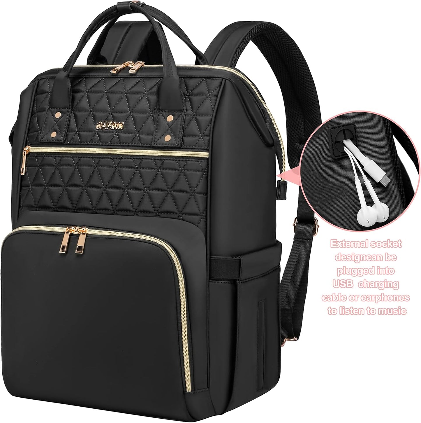 Laptop Backpack for Women Men, Water Resistant Travel Work Backpacks Purse Stylish College Business Teacher Nurse Computer Bag, Fits 17.3" Laptop Light Blue