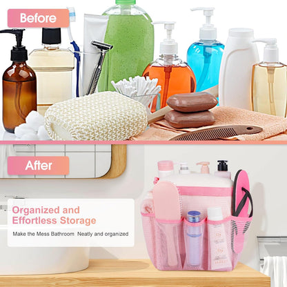Attmu Mesh Shower Caddy Portable for College Dorm Room Essentials with 8 Pockets, Hanging Shower Caddy Basket Tote Bag Toiletry Accessories for Bathroom