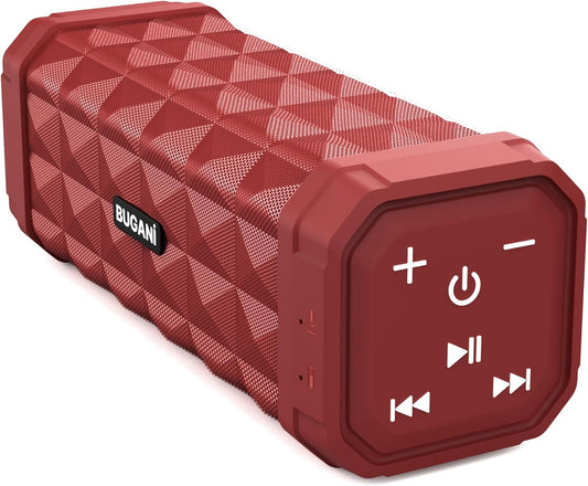 M99 Bluetooth Speaker, BUGANI Wireless Portable Speaker Stereo Sound, IPX5 Speaker, Built-in Microphone 24H Play, Bluetooth 5.0, USB-C Charging, Outdoor Speaker Suitable for Home Hiking, Red