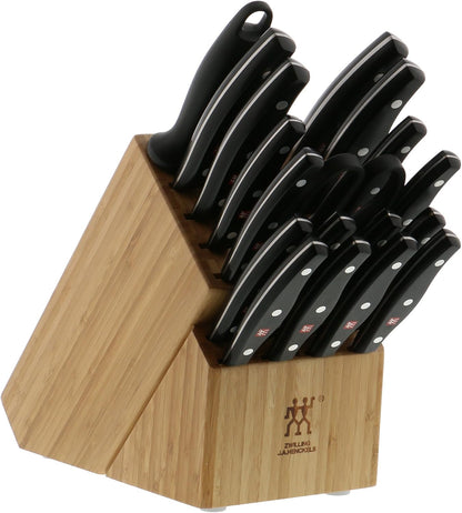 ZWILLING Twin Signature 19-pc Kitchen Knife Set with Block, Chef Knife, Professional Chef Knife Set, German Knife Set Light Brown