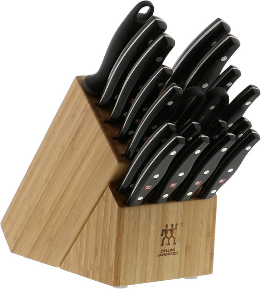 ZWILLING Twin Signature 19-pc Kitchen Knife Set with Block, Chef Knife, Professional Chef Knife Set, German Knife Set Light Brown