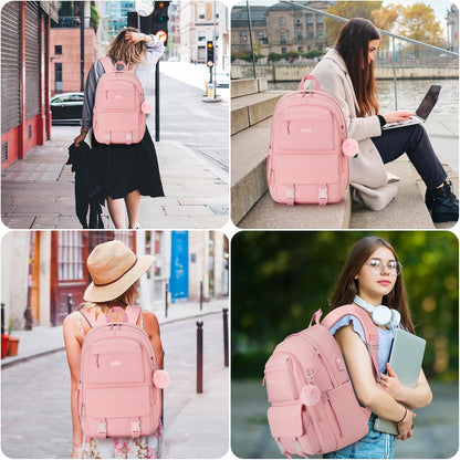 WINDARS Backpacks for Girls, 15.6 Inch School Bag Cute Waterproof laptop Bookbag Large College Backpack for Teen Women Students Anti Theft Travel Daypack Black