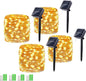 Solar String Lights, 4 Pack Total 220Ft 600 LED Solar Fairy Lights, 8 Modes Waterproof Copper Wire Solar Powered Outdoor Lights for Patio Tree Garden Yard Weeding Party Outdoor Decoration (Warm White)