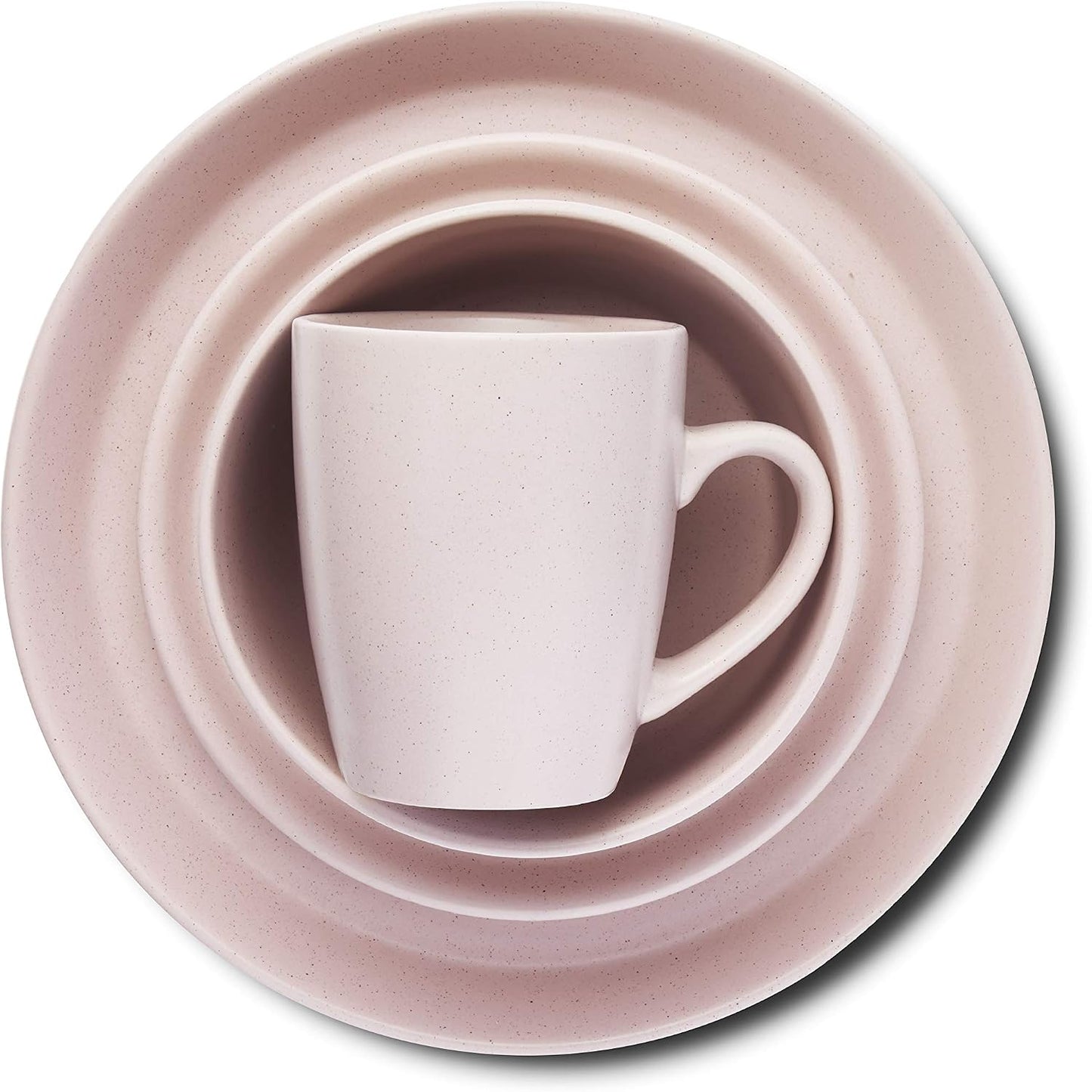 Stone Lain 16 Piece Stoneware Round Dinnerware Set, Pink