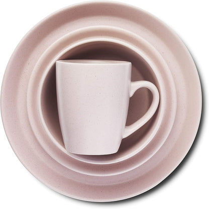 Stone Lain 16 Piece Stoneware Round Dinnerware Set, Pink