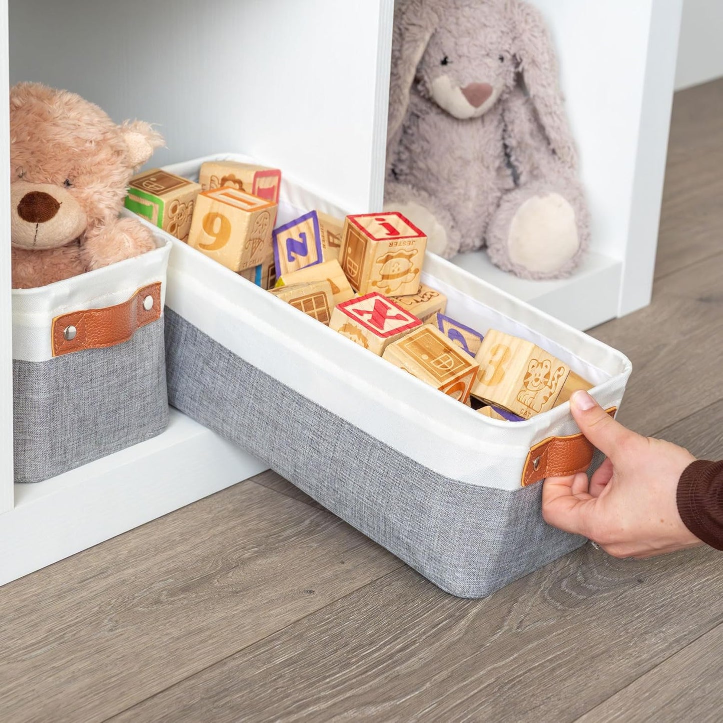 OrganiHaus Large Fabric Storage Baskets for Shelves 3 Pack, 15x11in Closet Storage Bins for Shelves, Cloth Baskets, Fabric Storage Cubes, Linen Closet Organizers, Fabric Basket, White Basket