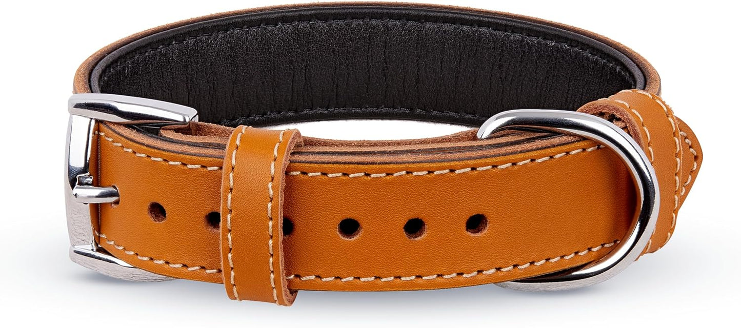 TORRUNA Soft Leather Dog Collar | Dog Collars for Small, Medium and Large Dogs | Durable Heavy Duty Dog Collars