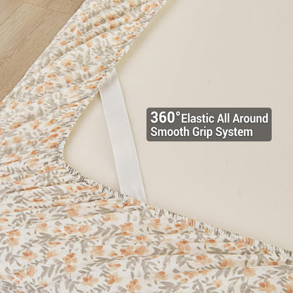 Viviland Floral Queen Sheet Set - 4 Piece Vintage Pink & Yellow Flower Patterned Bed Sheets - Soft, Breathable Microfiber Sheets with Deep Pocket, Non-Slip Fitted Sheets & Pillowcases