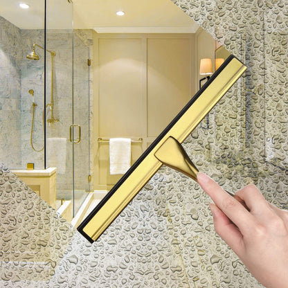 Sishynio All-Purpose Shower Squeegee for Shower Doors, Bathroom, Window and Car Glass - Golden, Stainless Steel, 10 Inches