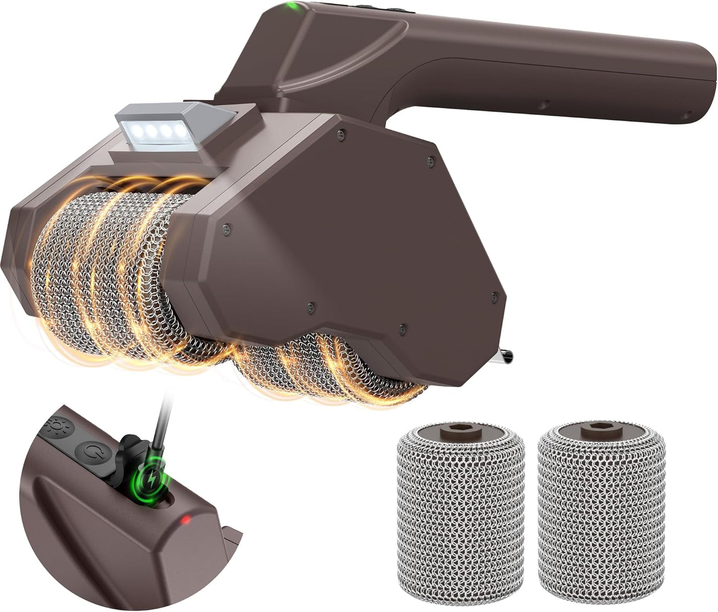 Electric Grill Brush for Outdoor Grill, Dual Roller BBQ Grill Cleaner | 2-Speed, Bristle Free Cordless Grill Tools, 2 Modes, 150Mins Runtime & LED Light for Camping Backyard Barbecue, Gifts for Men