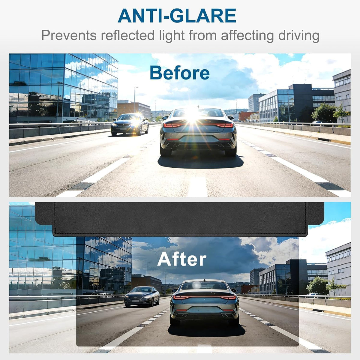 Sun Visor Extender for Car with 2 Side Sunshade, Polarized Car Visor Extender Sun Blocker, UV400 Visor Extender Attachment with PC Lens, Anti-Glare for Safe Driving