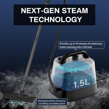 Steam Cleaner with 24 Accessories, 5-Bar Steamer Cleaning 1.5L Tank