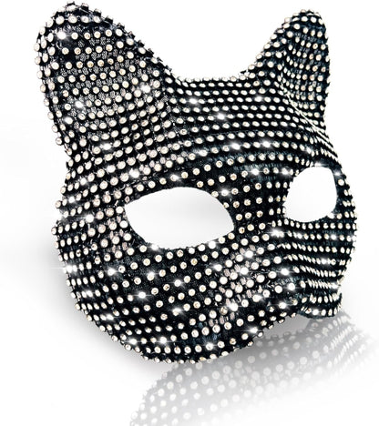 SlendyPop Cat Costume for Woman Cat Collar Choker Gloves Rhinestone Cat Mask Tail Cat Woman Outfit Accessories Cat Costume