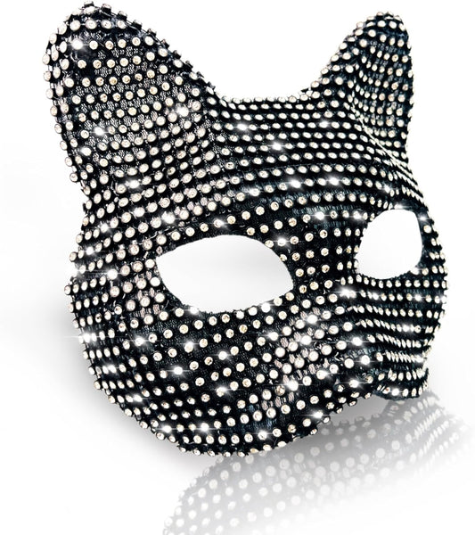 SlendyPop Cat Costume for Woman Cat Collar Choker Gloves Rhinestone Cat Mask Tail Cat Woman Outfit Accessories Cat Costume - PuriLite