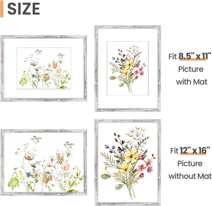 upsimples 11x14 Picture Frame, Display Pictures 8x10 with Mat or 11x14 Without Mat, Wall Hanging Photo Frames, Black