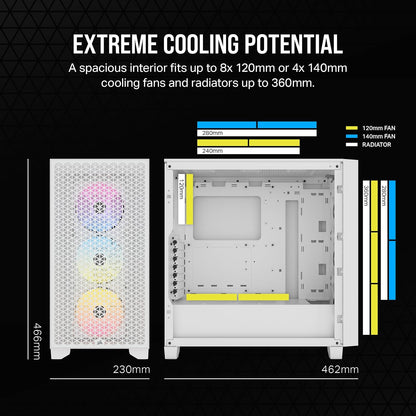 CORSAIR 3000D Airflow Mid-Tower PC Case – 2X SP120 Elite Fans – Four-Slot GPU Support – Fits up to 8X 120mm Fans – High-Airflow Design – Black