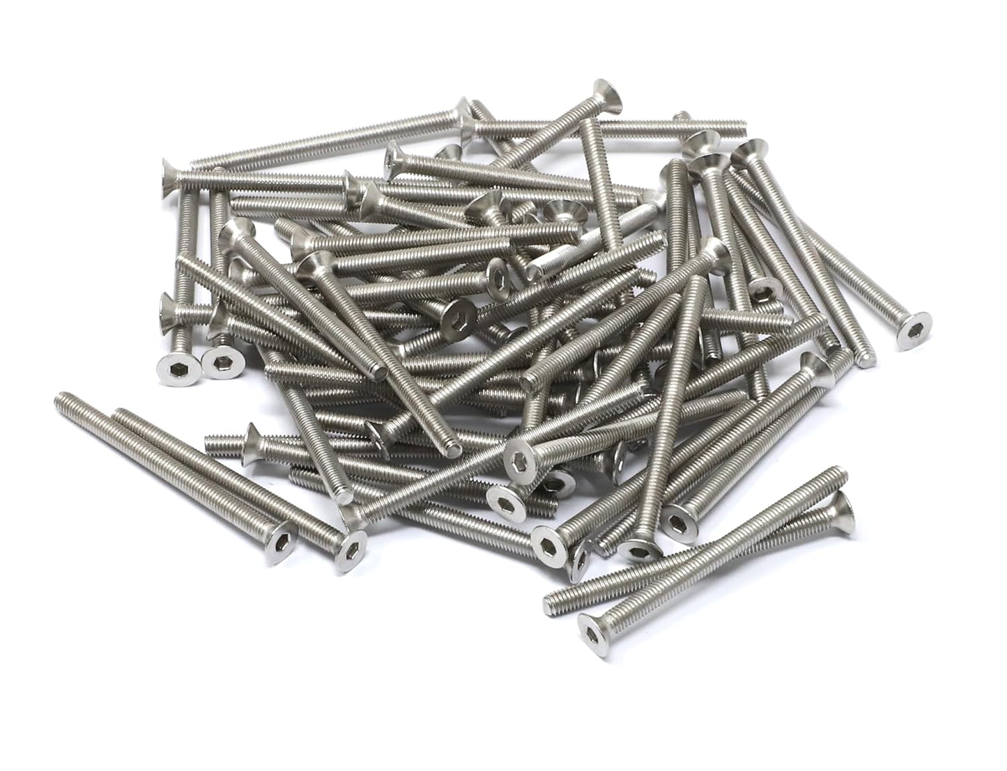 iexcell 5 Pcs M8 x 80mm Thread Pitch 1.25 mm Stainless Steel 304 Hex Socket Flat Head Cap Screws Bolts Kit
