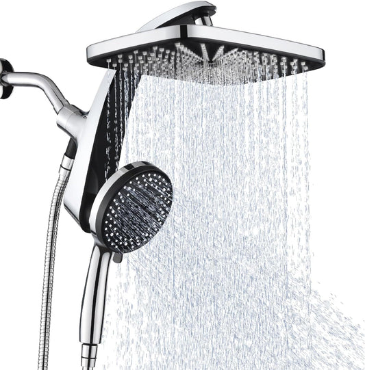 12" High Pressure Rain Shower Head with Handheld, 9 Sprays Hand Showerhead