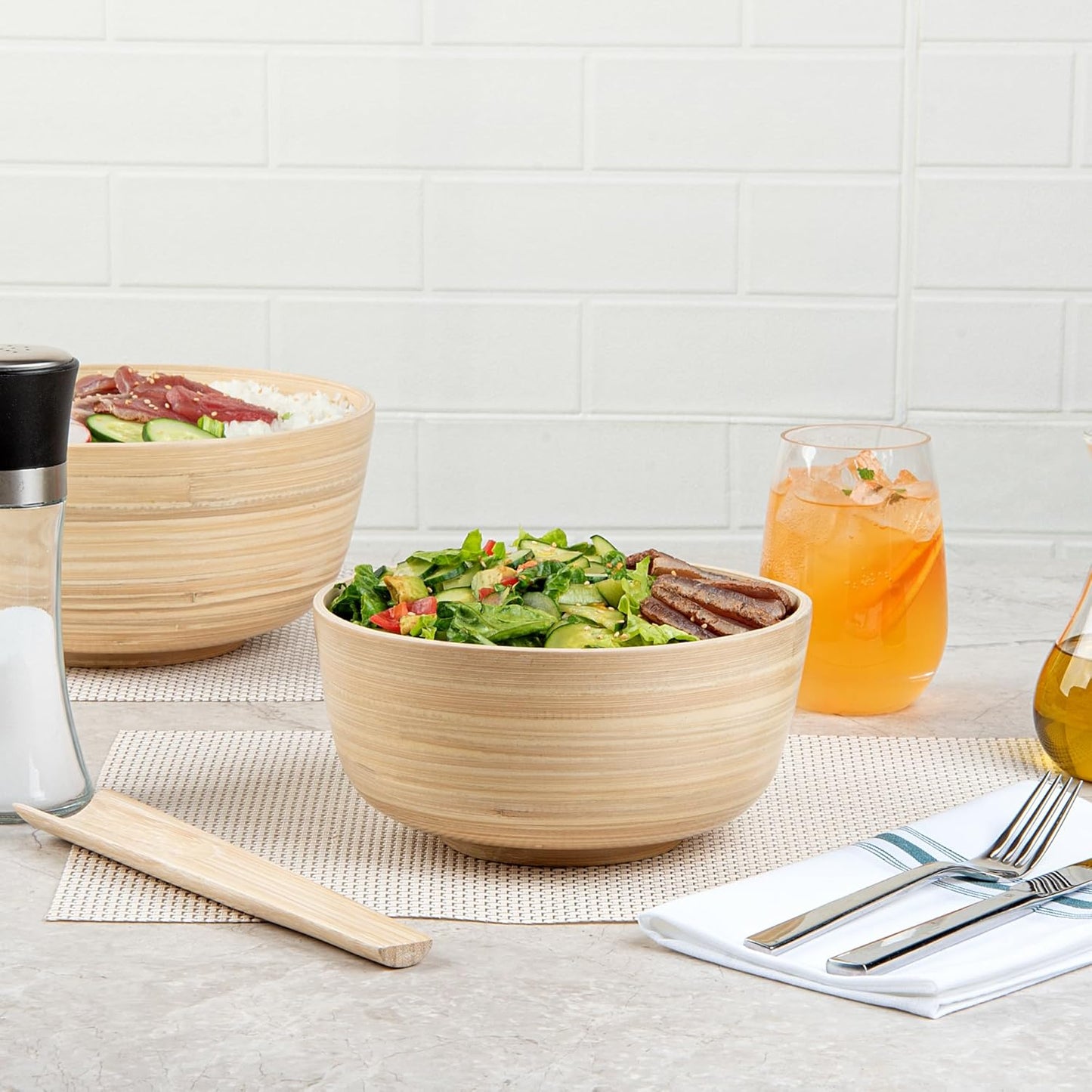 Restaurantware-Bambuddha 15 Ounce Small Salad Bowl, 1 Heavy-Duty Round Salad Bowl - Sustainable, Reusable, Black Bamboo Serving Dish, for Serving Salads, Fruits, and Appetizers