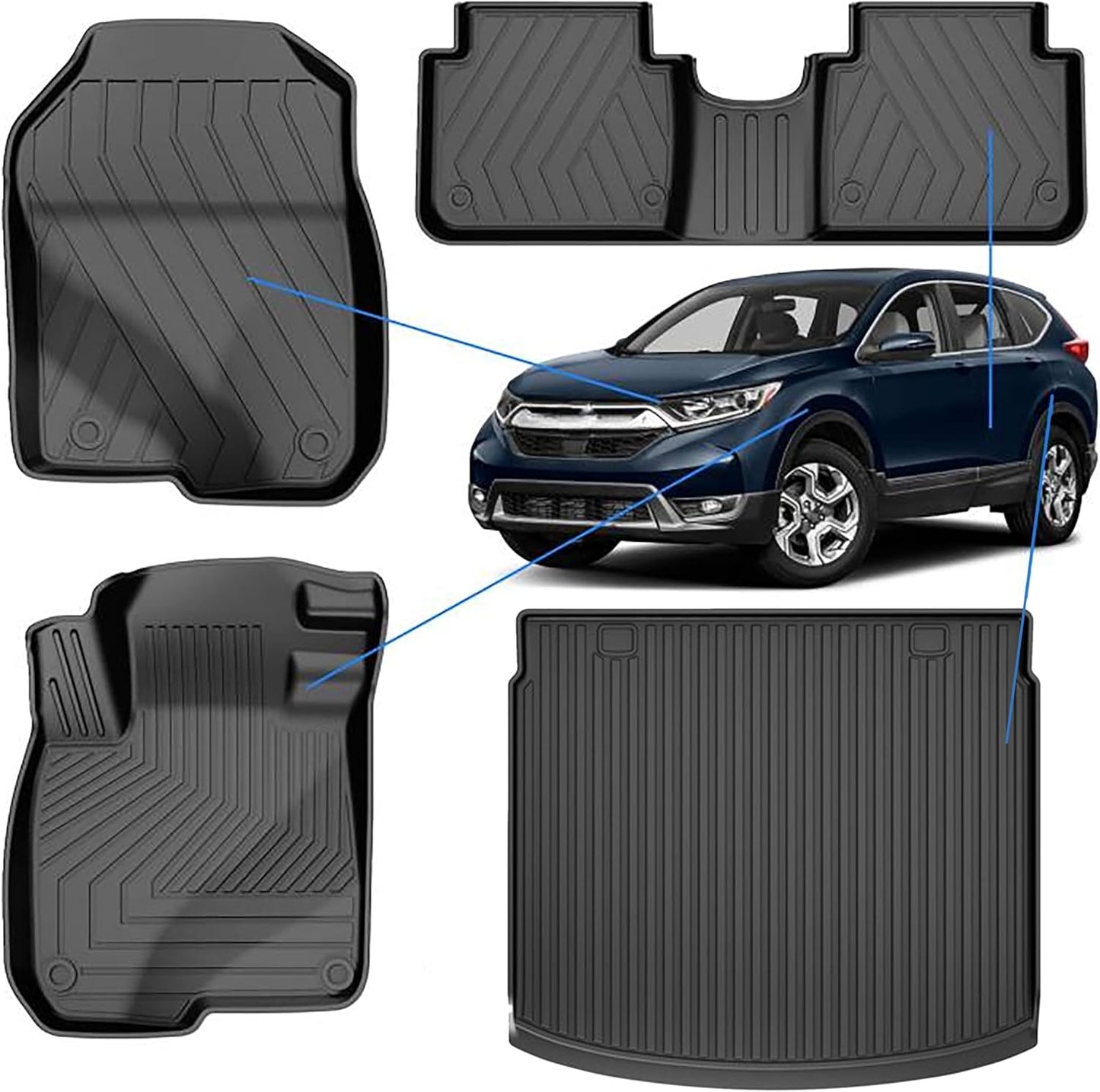 AOMSAZTO Floor Mats & Trunk Mat for 2024 2025 Chevy Equinox EV (Non Fuel),TPE All Weather Protection 2 Rows Car Floor Liners with Cargo Liner for Chevrolet Equinox EV (Non Fuel)