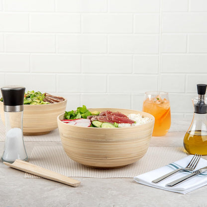 Restaurantware-Bambuddha 51 Ounce Extra Large Salad Bowl, 1 Heavy-Duty Round Salad Bowl - Sustainable, Reusable, Blue Bamboo Serving Dish, for Serving Salads, Fruits, and Appetizers