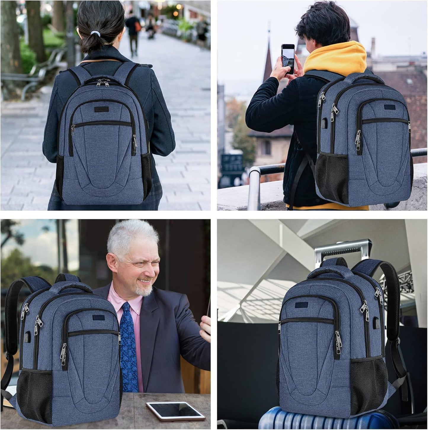 Backpack for Men and Women, School Backpacks for Teen Boys and Girls, Black Water Resistant Back Pack, Business Men Sturdy Computer Bag with USB Charging Port, Gifts