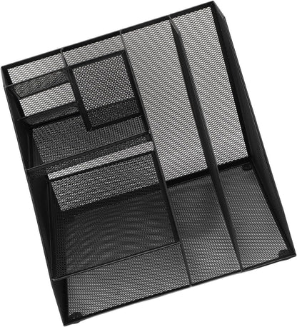 Metal Mesh Desktop Organizer Efficient Iron Storage Rack for Office Home School Supplies Black Iron