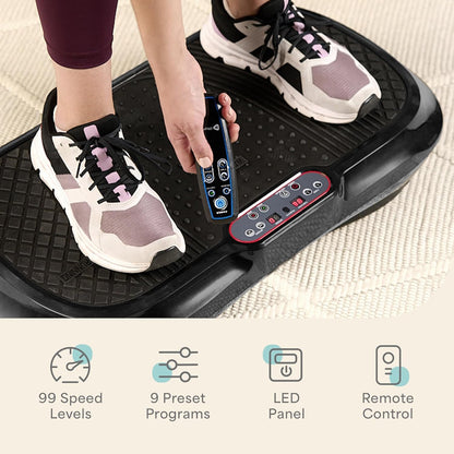 Lifepro Waver Vibration Plate Exercise Machine – Whole Body Oscillation Platform w/ 99 Speed Levels & 9 Programs – Remote Control, Loop & Resistance Bands for Full Body Home Gym Workout
