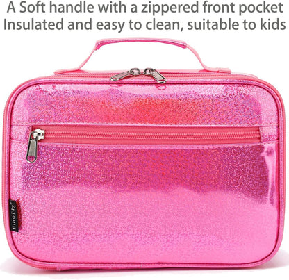 FlowFly Kids Lunch Box Insulated Soft Bag Mini Cooler Back to School Thermal Meal Tote Kit for Girls, Boys, Black