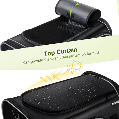 Pecute Cat Carrier Expandable 47x34x33cm, Dog Carrier Foldable, Pet Carrier with Breathable Mesh for Small to Medium Cats and Dogs, Used for Traveling, Camping, Going to The Vet Gray