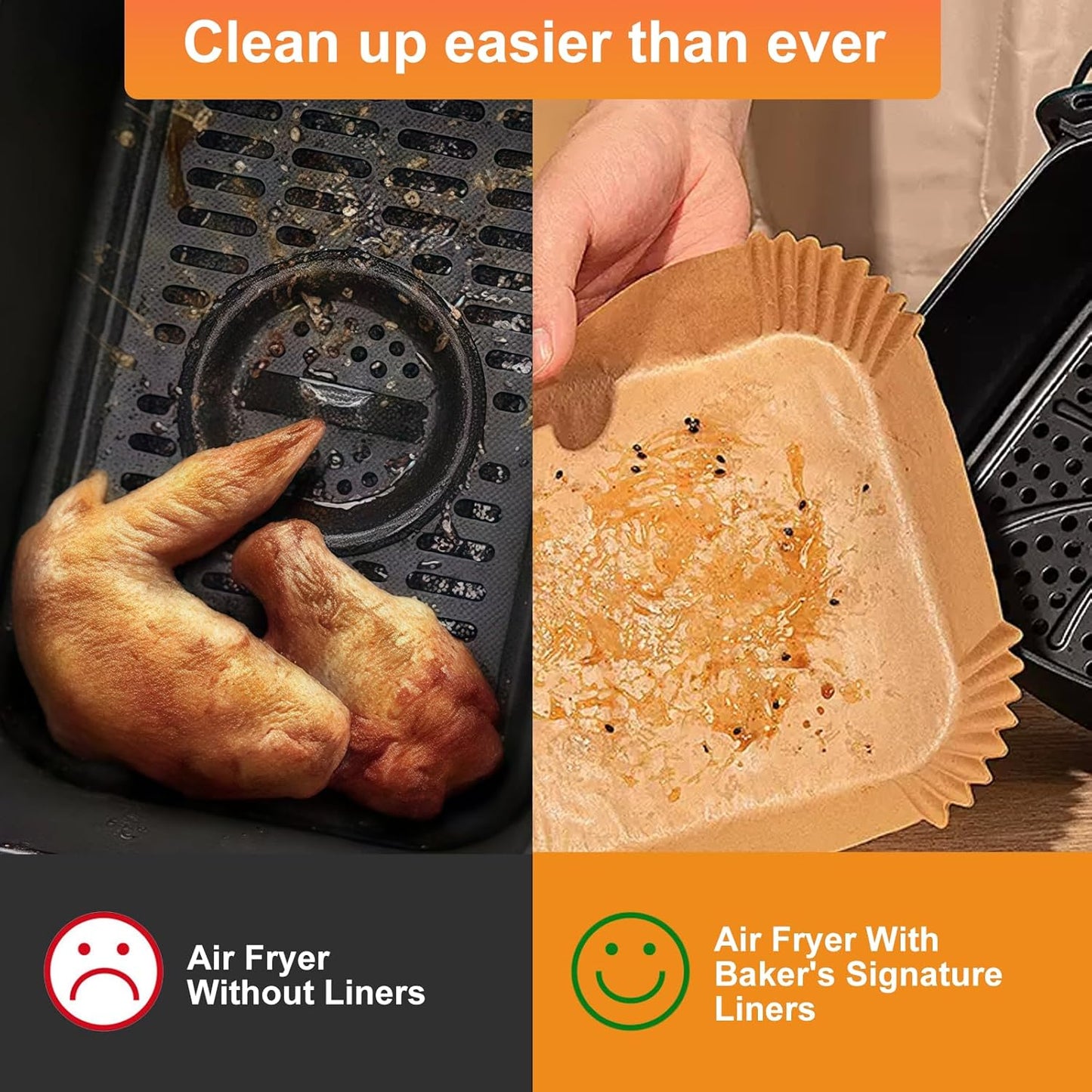 Air Fryer Liners,100Pcs 8.6" Square Air Fryer Parchment Paper Liners for 3 to 8 QT Baskets, Non-Stick & Oil Proof and Food Grade Baking Alternative to Foil for Easy Cleanup
