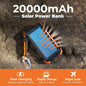 BLAVOR Solar Charger 20000mAh Built-in Cables, 20W Fast Charging Portable Power Bank with USB C, Camping Light, Flashlight, Battery Pack for iPhone 16 15 14 13 12 11, iPad, Samsung, Apple Watch