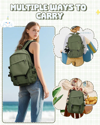 School Backpack for Women Men College High School Bags for Boys Girls Casual Daypack Laptop Backpack Waterproof Black Bookbag Travel Rucksack