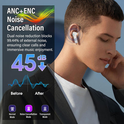 Wireless Earbuds, Bluetooth 5.4 Ear Buds with Multifunctional Touch Screen, 48H HiFi Stereo Headphones, ANC/ENC Noise Cancelling Mic, IPX7 Bluetooth Earbuds with 5 EQ Modes, in Ear Earphones, Black