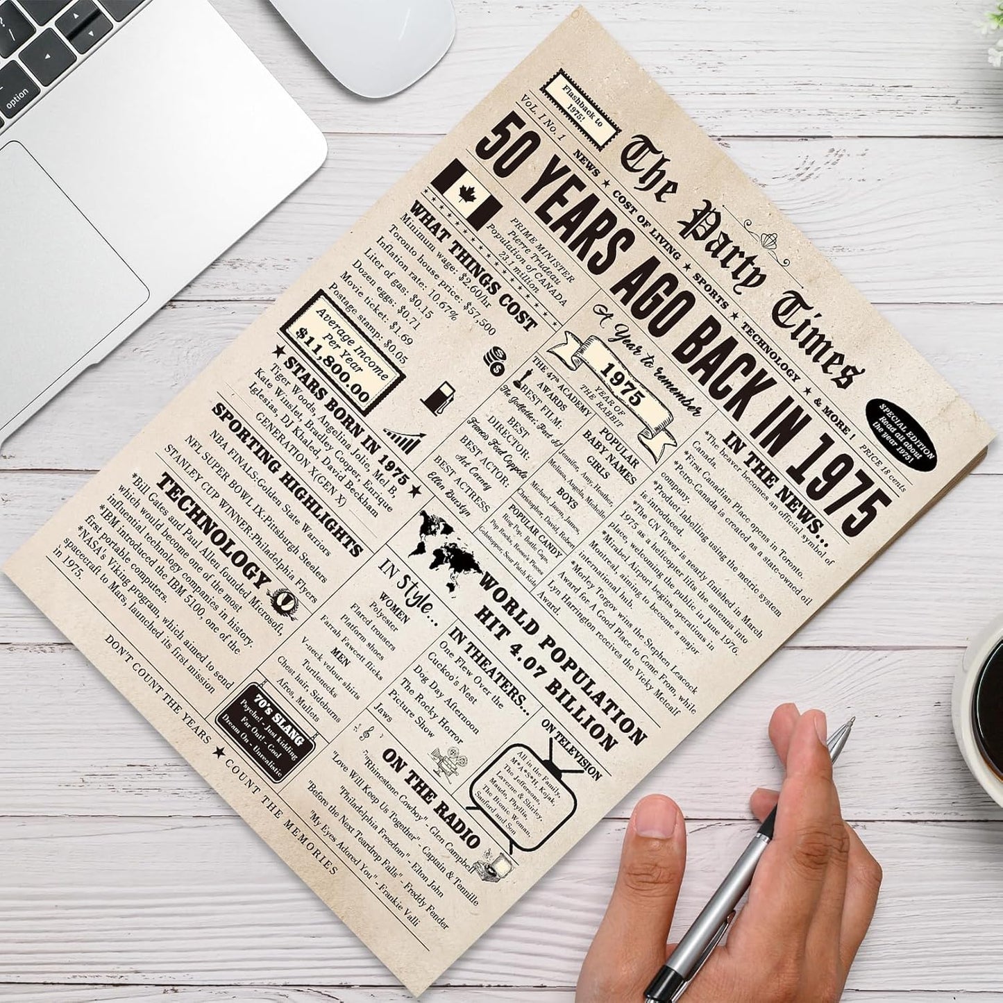 Large 50 Years Old Birthday Gifts for Women Men,Happy 50th Birthday Card for Husband Wife, Retro 50 Years Old Birthday Gifts for Mom Dad