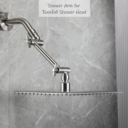 Shower Head Extension Arm, 6 Inch Adjustable Shower Arm Extender for Handheld/Fixed/Rain Shower Head, All Metal Showerhead Arm with G1/2 Universal Connector, Easy Installation, Brushed Nickel