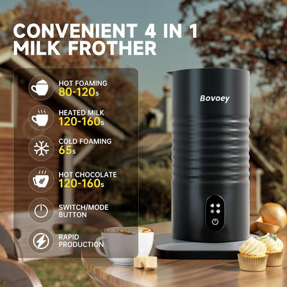 Electric Milk Frother Handheld Set,4 in 1 Automatic Milk Frother and Steamer,Cold Foam Maker Set for Hot Chocolate,Latte,Cappuccino and Macchiato,Electric Mixer Handheld Set for Coffee and Eggs Black