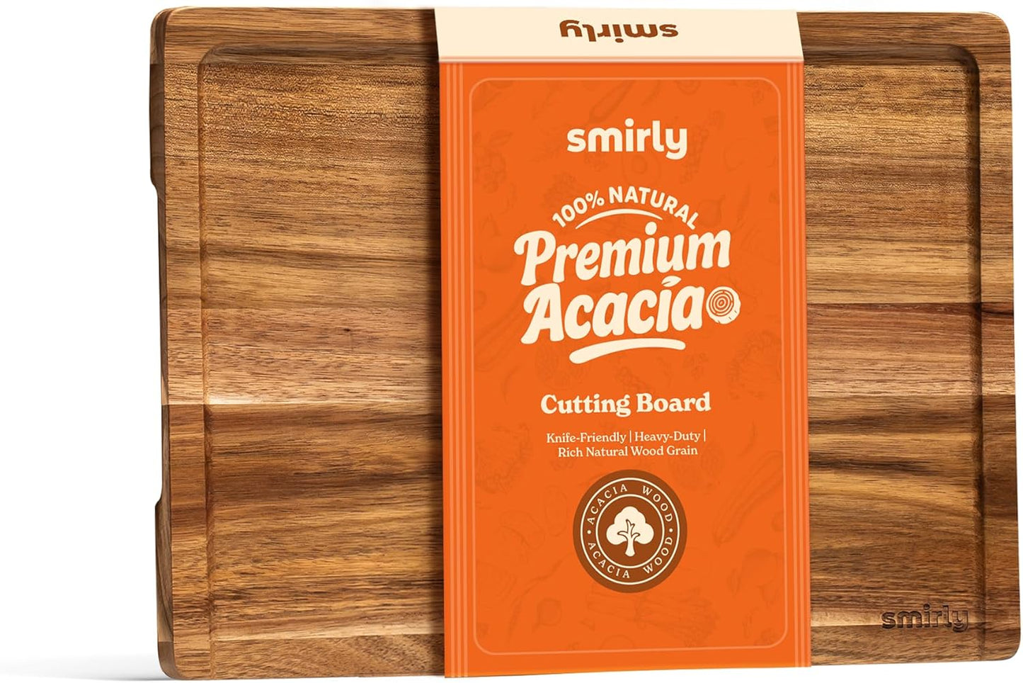 SMIRLY Wood Cutting Boards For Kitchen Meal Prep & Serving, Bamboo Cutting Board Set, Charcuterie Chopping Boards and Wooden Cutting Boards for Kitchen