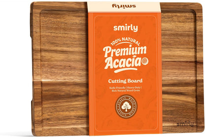 SMIRLY Wood Cutting Boards For Kitchen Meal Prep & Serving, Bamboo Cutting Board Set, Charcuterie Chopping Boards and Wooden Cutting Boards for Kitchen