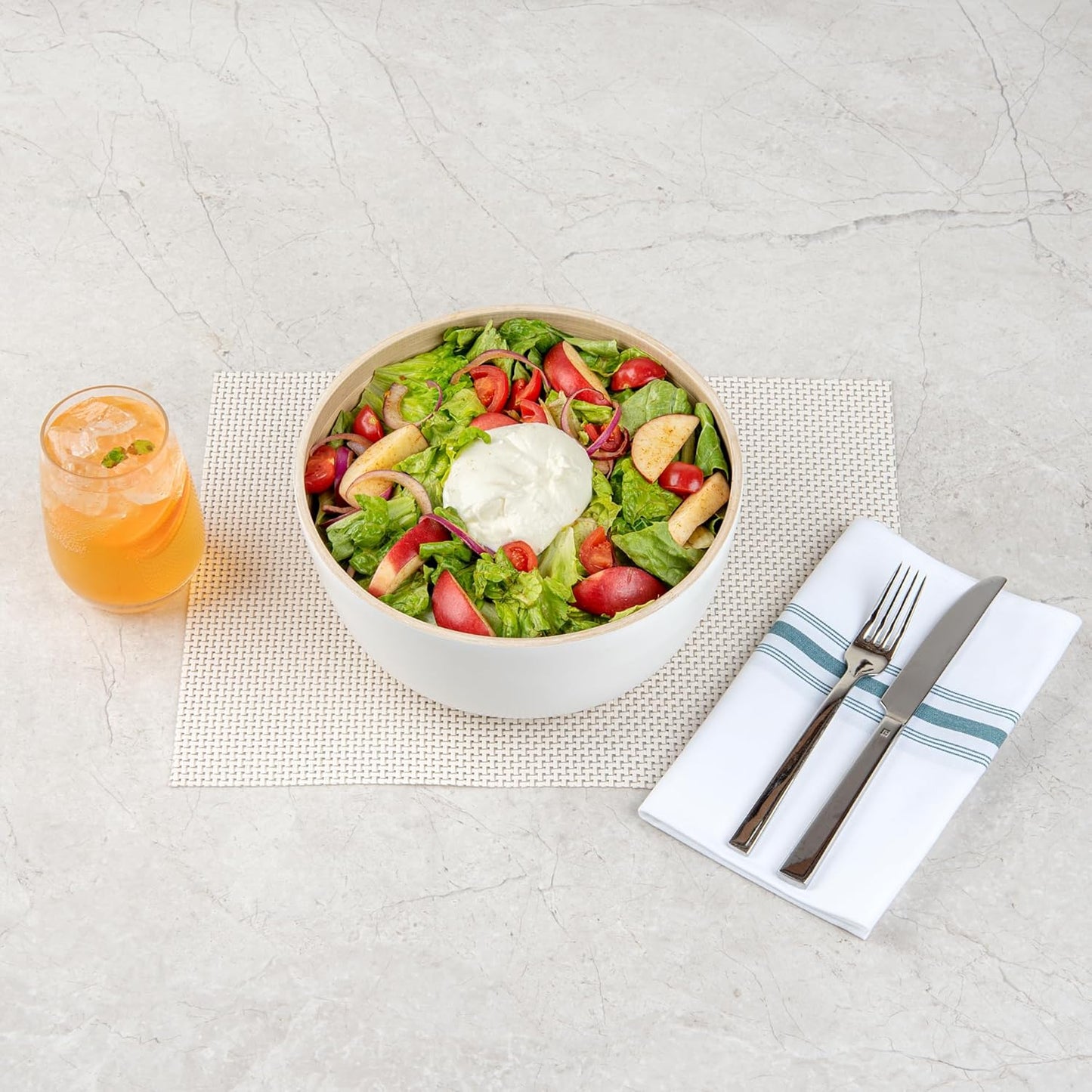 Restaurantware-Bambuddha 51 Ounce Extra Large Salad Bowl, 1 Heavy-Duty Round Salad Bowl - Sustainable, Reusable, Blue Bamboo Serving Dish, for Serving Salads, Fruits, and Appetizers