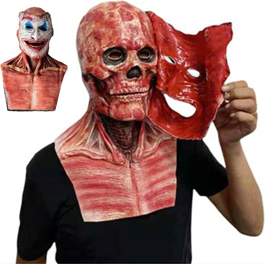 Halloween Masks, Creepy Clown Jack Skull Mask, Halloween Scary Latex Double Face Masks for Adults, Skeleton Full Head Mask