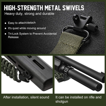 VVAAGG Two-Point Sling with Swivel, Non-Slip Paracord Sling with Adjustable Length Strap