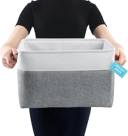 OrganiHaus Large Fabric Storage Baskets for Shelves 3 Pack, 15x11in Closet Storage Bins for Shelves, Cloth Baskets, Fabric Storage Cubes, Linen Closet Organizers, Fabric Basket, White Basket