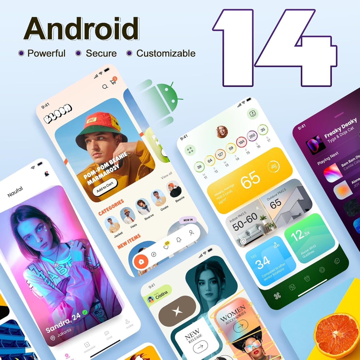 OUKITEL C57 PRO Unlocked Cell Phone Android 14 Phone Unlocked 16GB+128GB/TF 1TB Expandable 4G Dual Sim Smartphone 6.52'' HD+ Large Screen 4300mAh Face Unlock Telephone