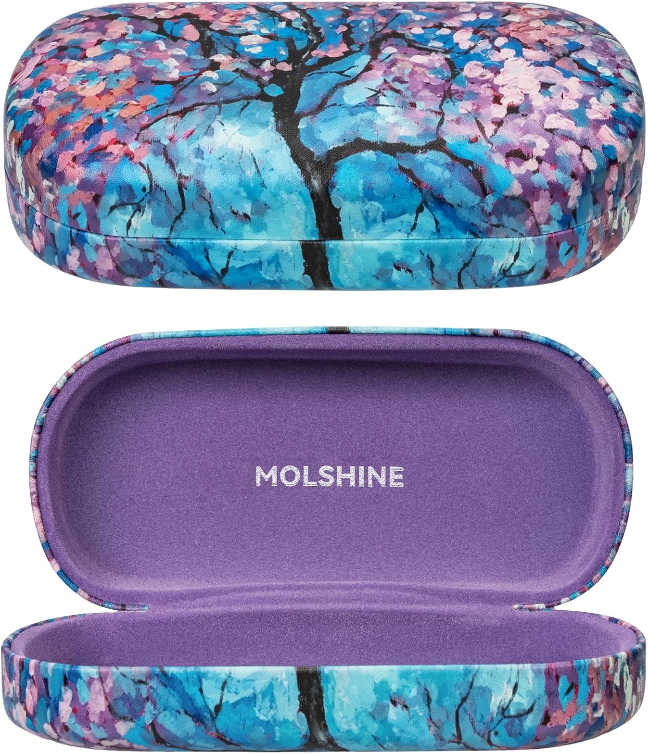 molshine Hard Shell Leather Sunglasses Case,Classic Large Glasses Case for Women Men,Sunglass Eyeglasses