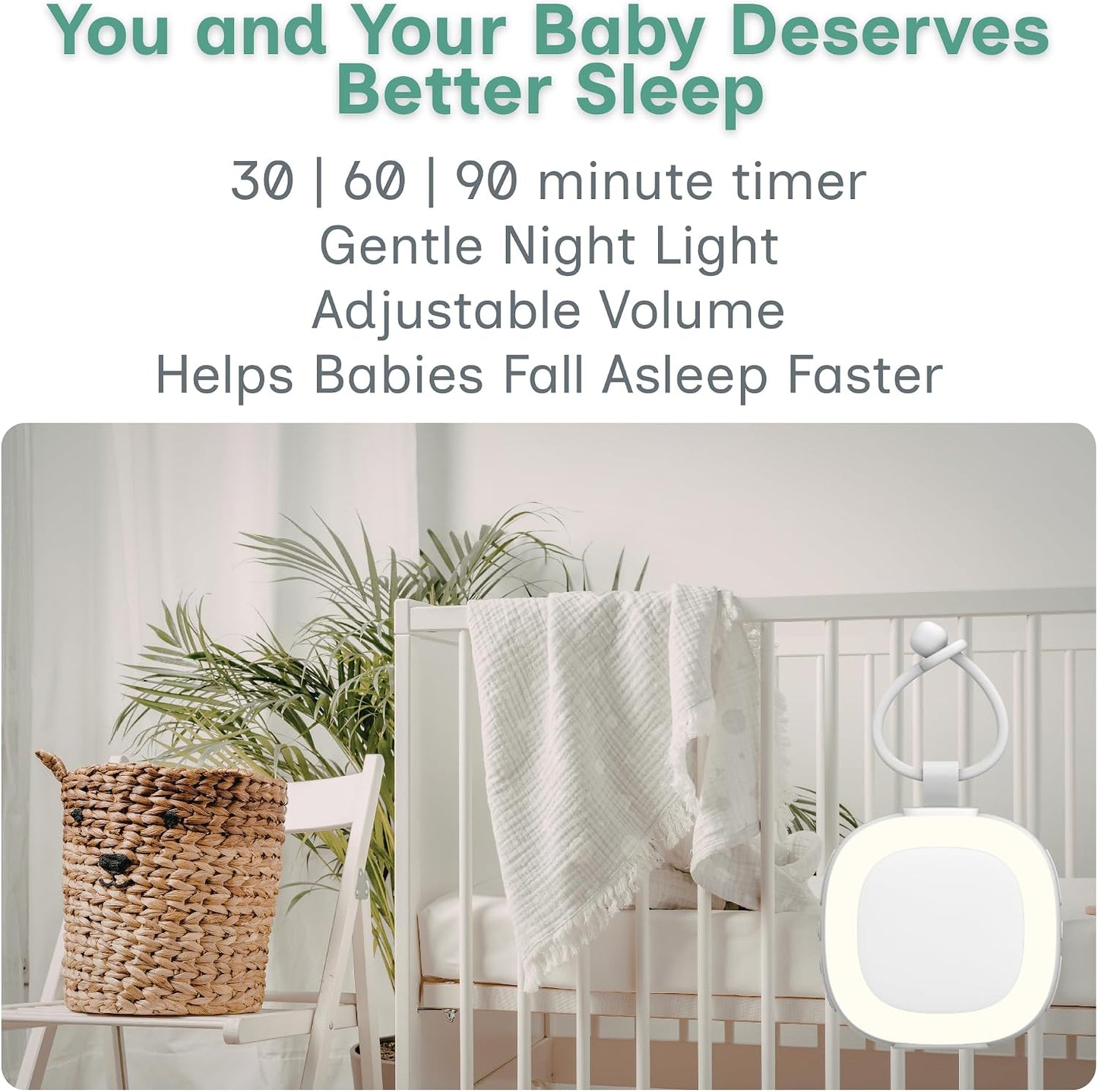 Dream Nest Baby White Noise Machine with Cry Sensor & Night Light – 32 Soothing Sounds, Portable USB‑C Rechargeable Sound Machine for Newborns, Infants & Toddlers